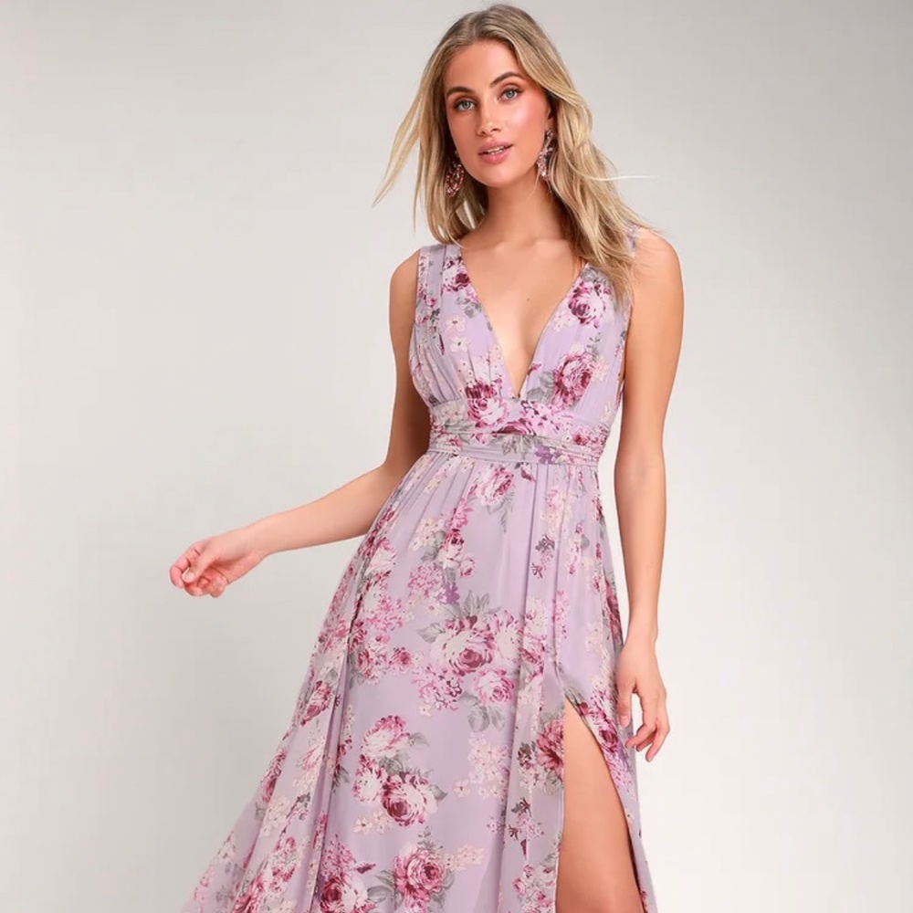 NWT Lavender Roses Flowy Maxi Dress